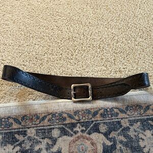 Fossil Black Leather Belt with Silver Buckle